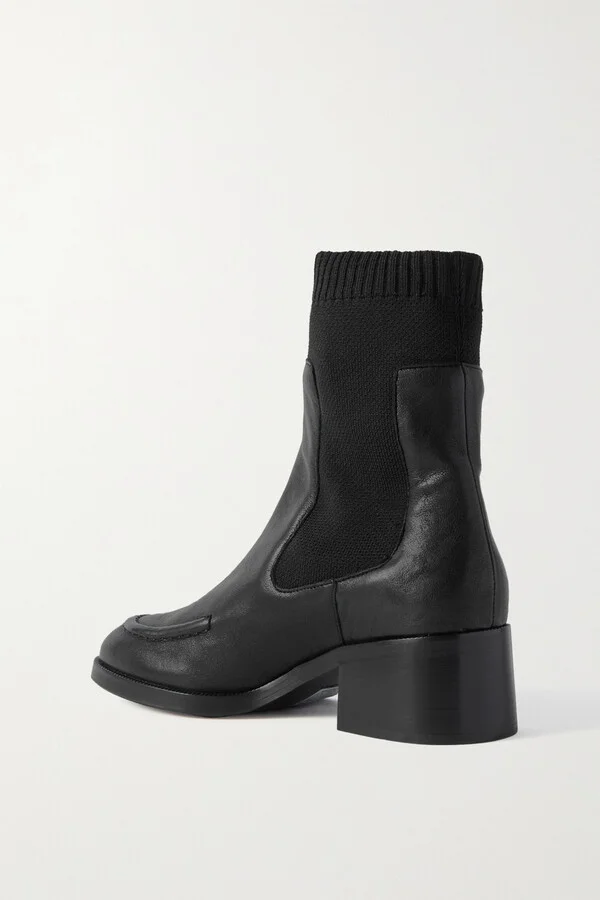 SEE BY CHLOÉ - Wendy Stretch-knit Leather Chelsea Boots - Black - Image 3