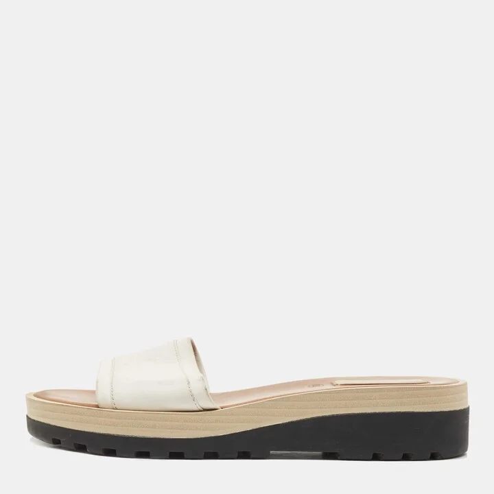 See by Chloe White Leather Slides Size 38