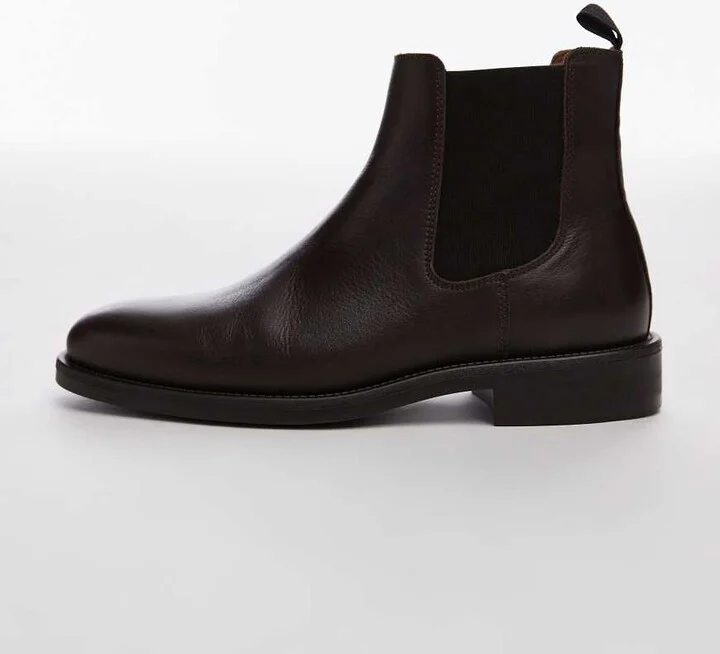 Selected Homme Leather chelsea boots in brown - Image 2