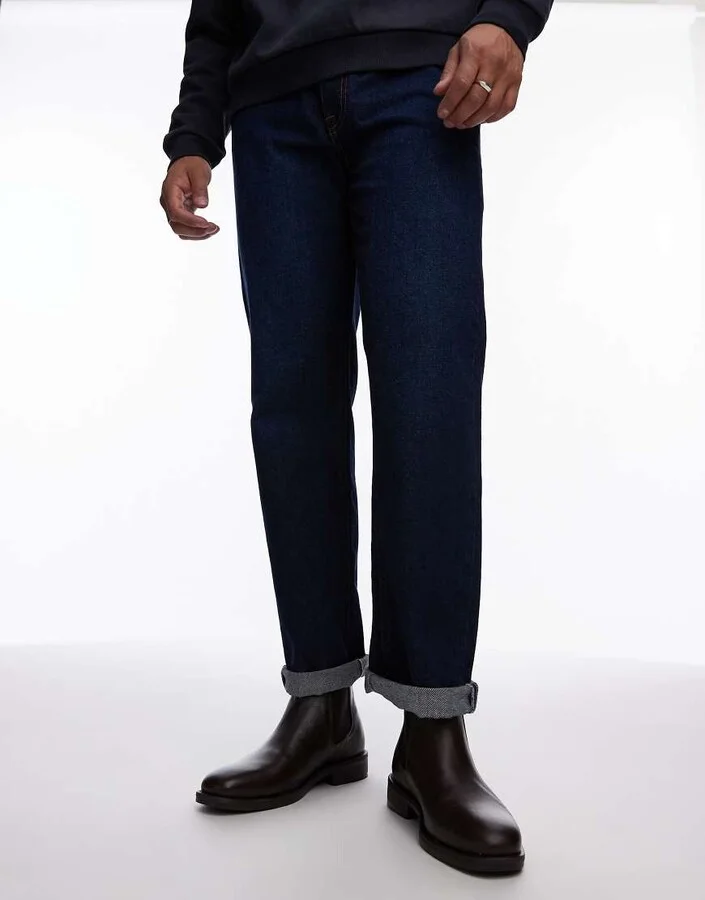 Selected Homme Leather chelsea boots in brown