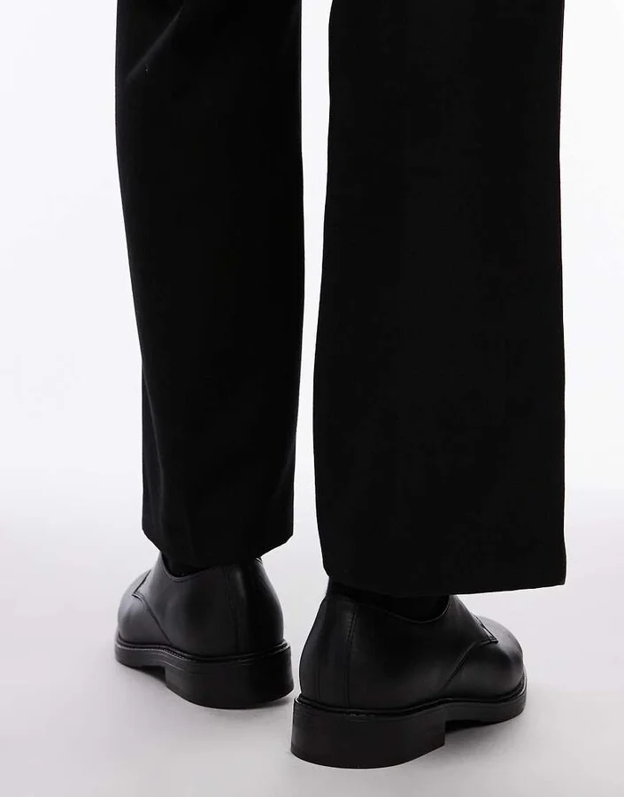 Selected Homme leather derby shoes in black - Image 4