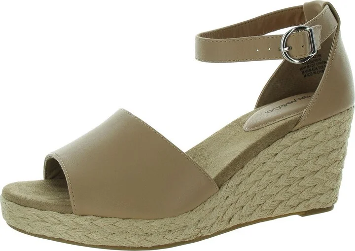 Seleeney Womens Faux Leather Strappy Espadrilles