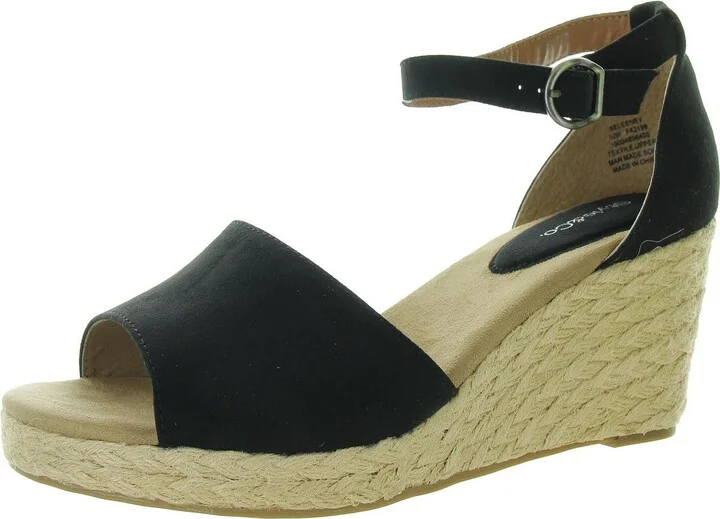 Seleeney Womens Slingback Open-Toe Wedge Sandals