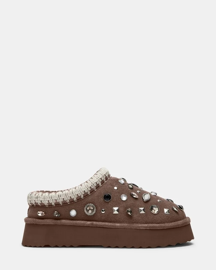 Selena Grey Suede Rhinestones