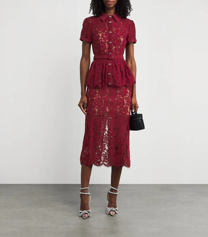 Self-Portrait Lace Belted Midi Dress - Image 2