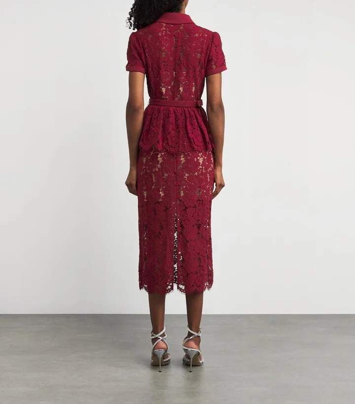 Self-Portrait Lace Belted Midi Dress - Image 3