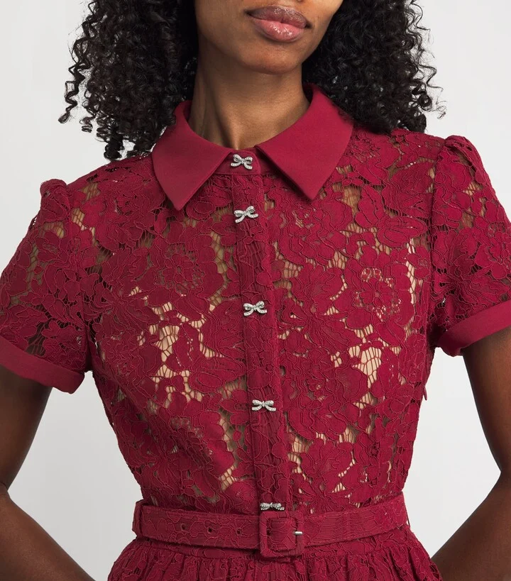 Self-Portrait Lace Belted Midi Dress - Image 4