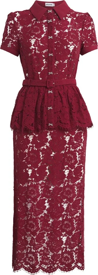 Self-Portrait Lace Belted Midi Dress