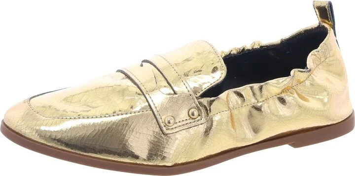 Selipa Womens Faux Leather Metallic Loafers