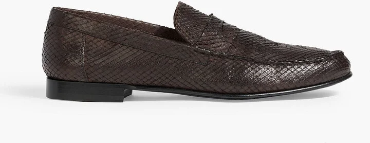 Sellers snake-effect leather loafers