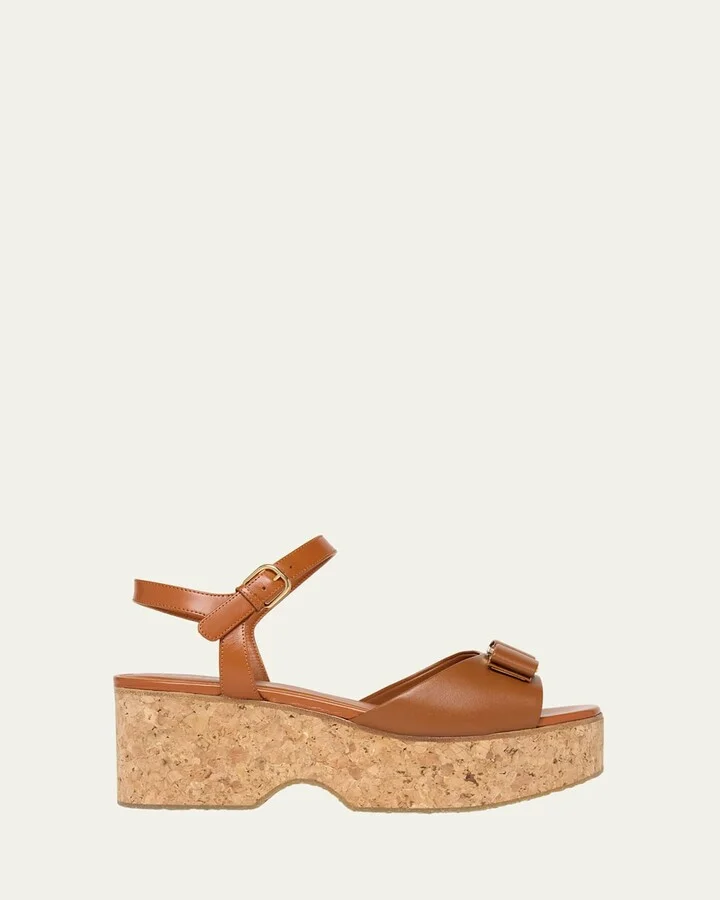 Selna Leather Bow Platform Sandals