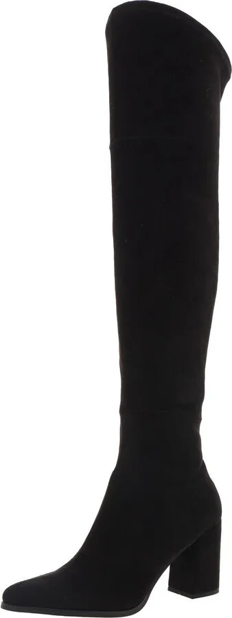 SELORA Womens Block Heel Suede Over-The-Knee Boots