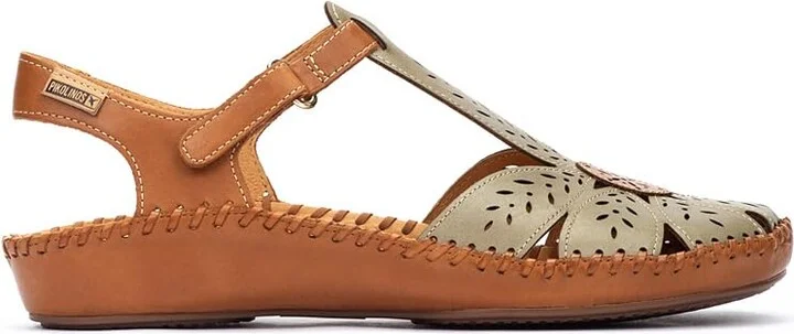 Semi-Closed Shoes Leather P. Vallarta for Woman Sage