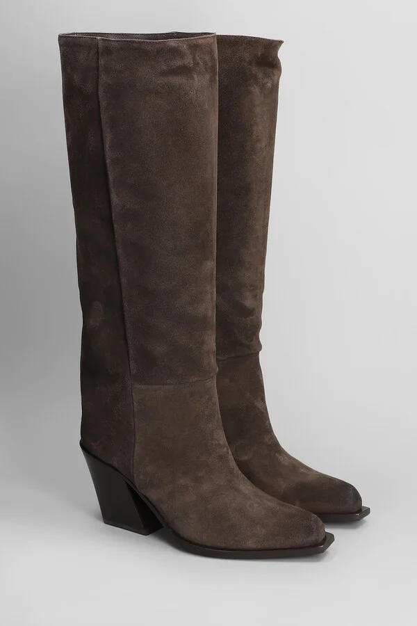 Sense 351 Texan Boots In Taupe Suede - Image 2