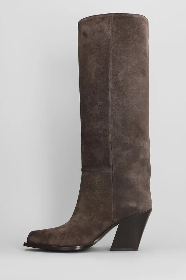 Sense 351 Texan Boots In Taupe Suede - Image 3