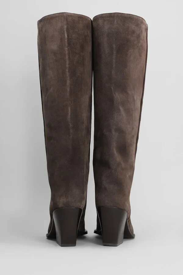 Sense 351 Texan Boots In Taupe Suede - Image 4
