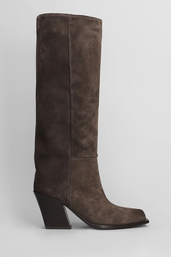 Sense 351 Texan Boots In Taupe Suede