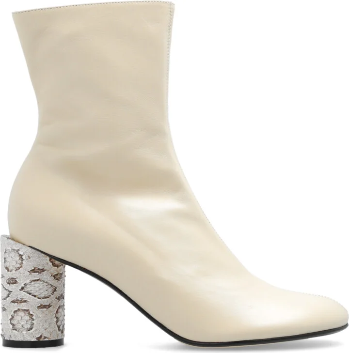 ‘Sequence’ Heeled Ankle Boots, , - Cream