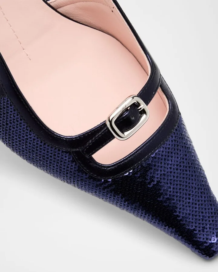 Sequin Buckle Slingback Pumps - Image 2