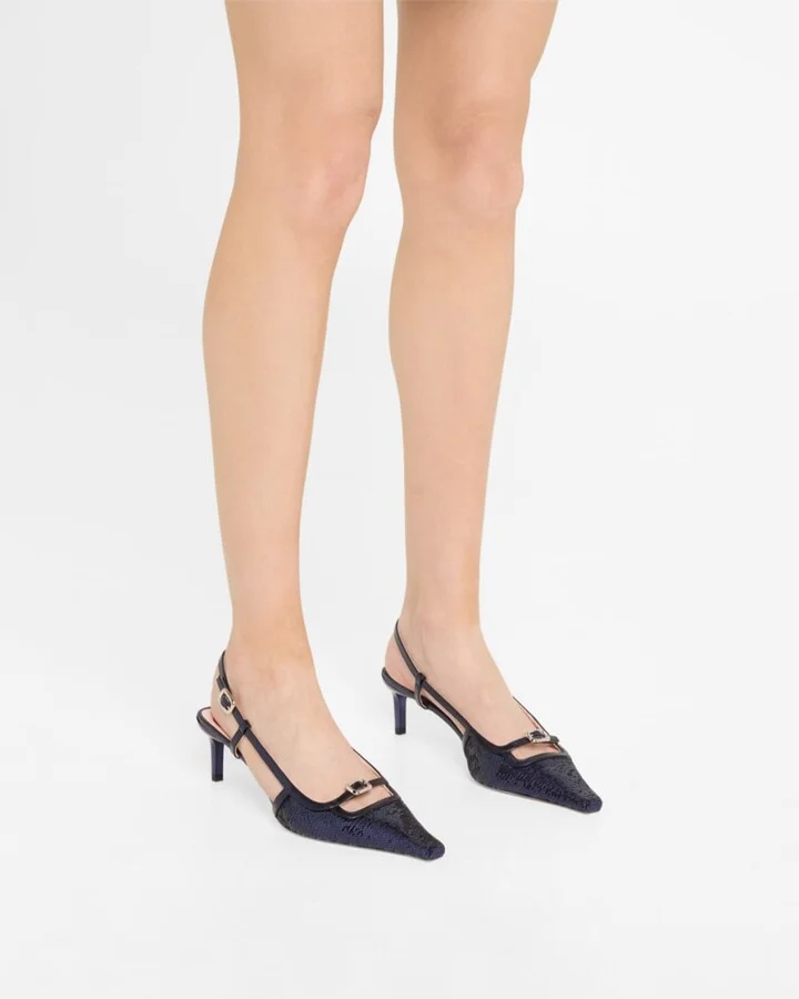 Sequin Buckle Slingback Pumps - Image 3