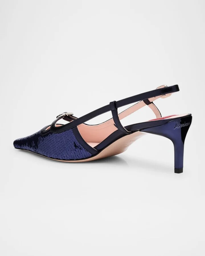 Sequin Buckle Slingback Pumps - Image 5