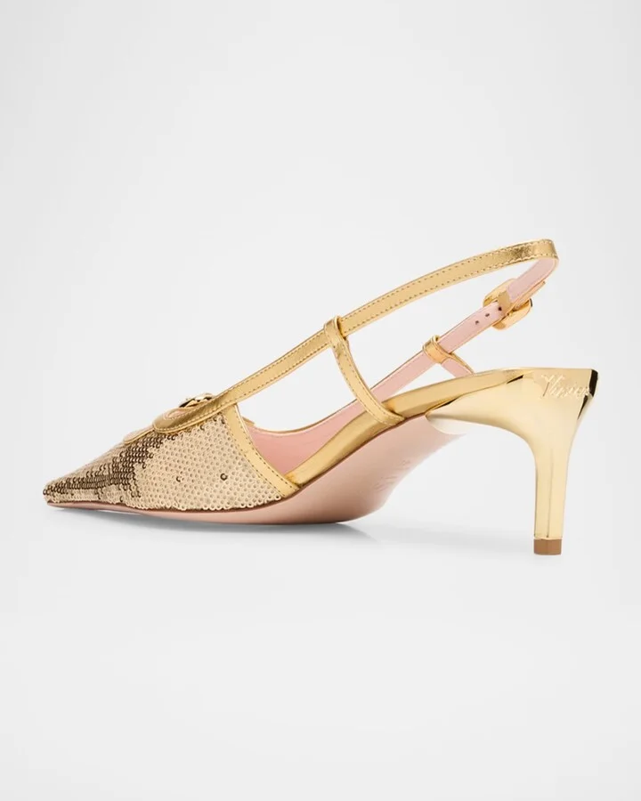 Sequin Buckle Slingback Pumps - Image 4