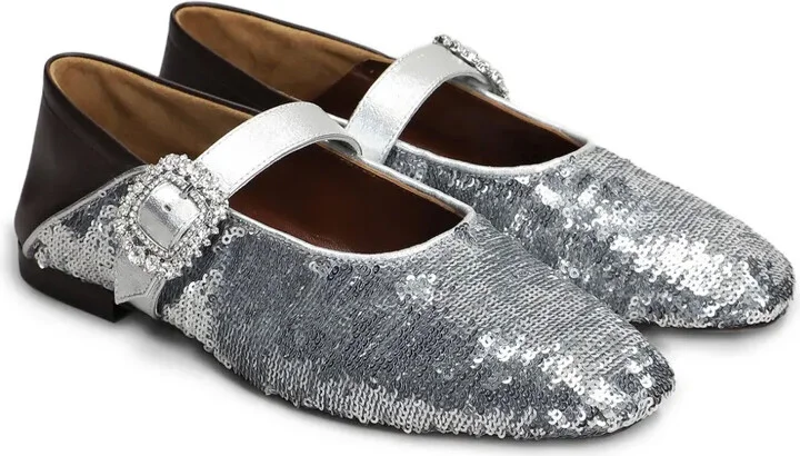 Sequin-Embellished Ballerina Shoes - Image 2