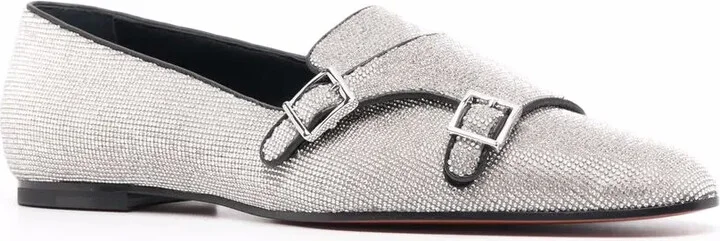 Sequin-Embellished Buckle -Detail Loafers - Image 2