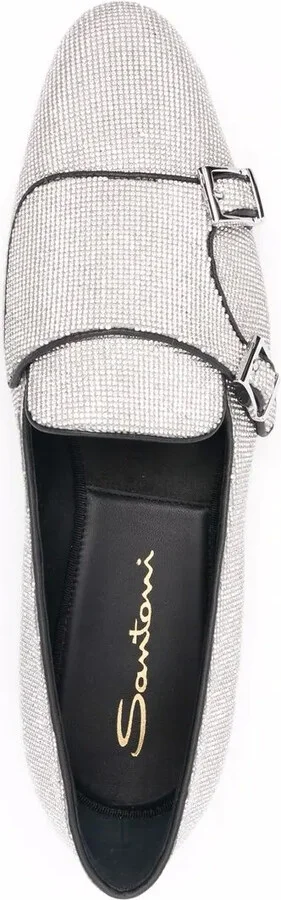 Sequin-Embellished Buckle -Detail Loafers - Image 4