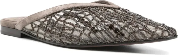 Sequin-Embellished Flat Mules - Image 2