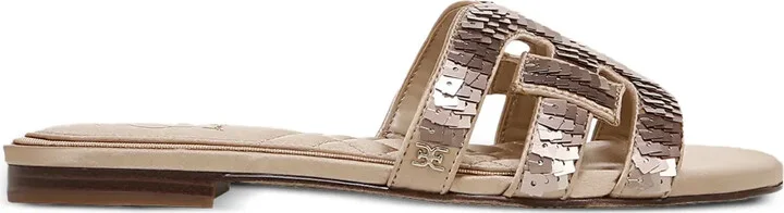 Sequin-Embellished Flat Sandals