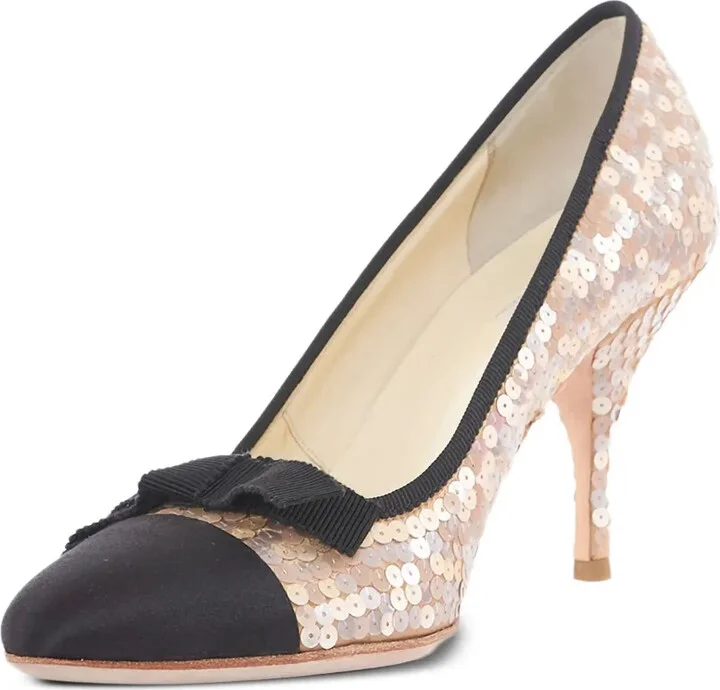 Sequin-Embellished Heeled Pumps - Image 2