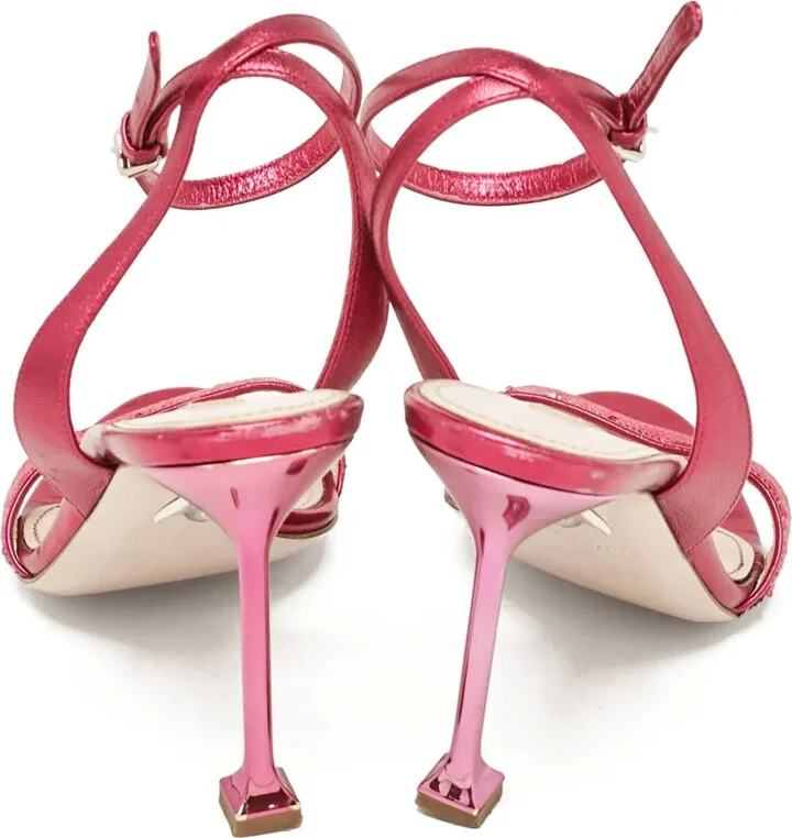 Sequin-Embellished Metallic Heeled Sandals - Image 3