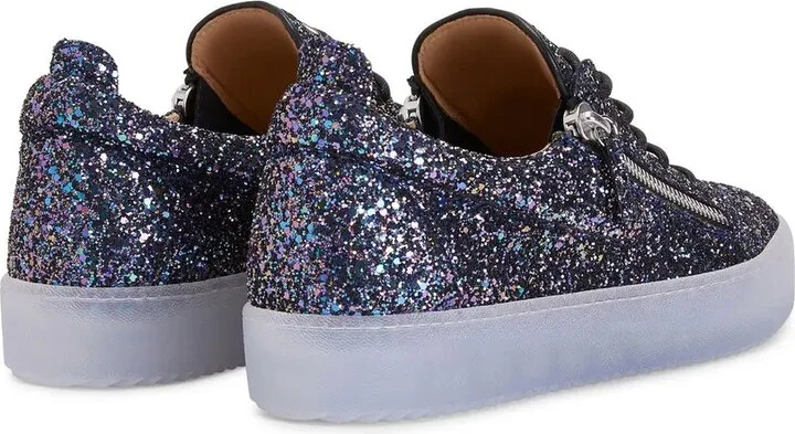 Sequin-Embellished Zip-Details Sneakers - Image 3