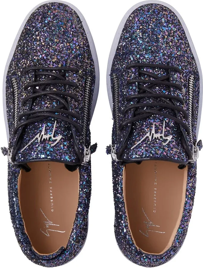Sequin-Embellished Zip-Details Sneakers - Image 4