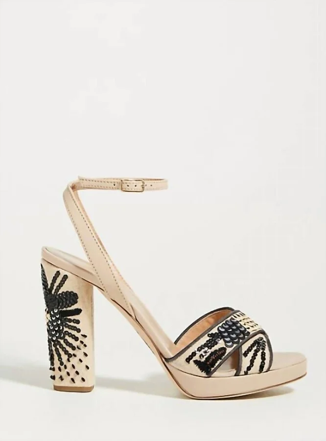 Sequin Heel In Beige