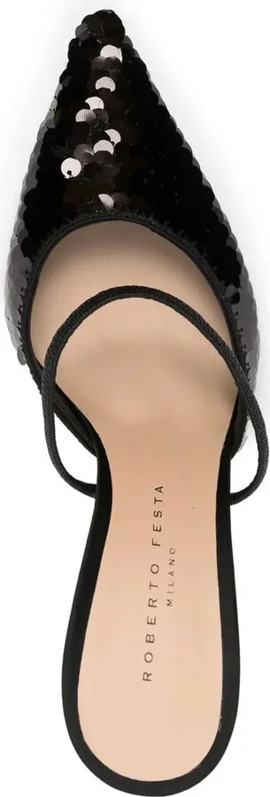 Sequin Pointed 90mm Mules - Image 4