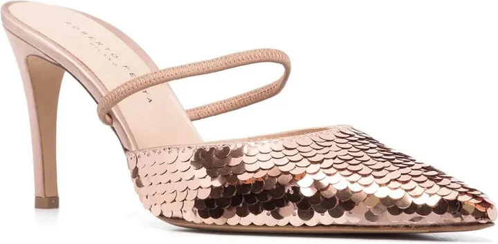 Sequin Pointed 90mm Mules - Image 2