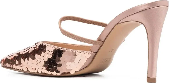 Sequin Pointed 90mm Mules - Image 3