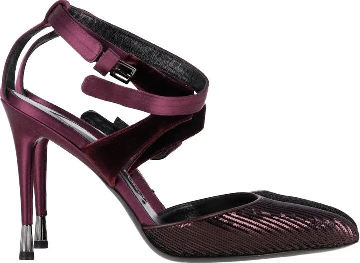 Sequined Pumps in Purple Satin And Velvet