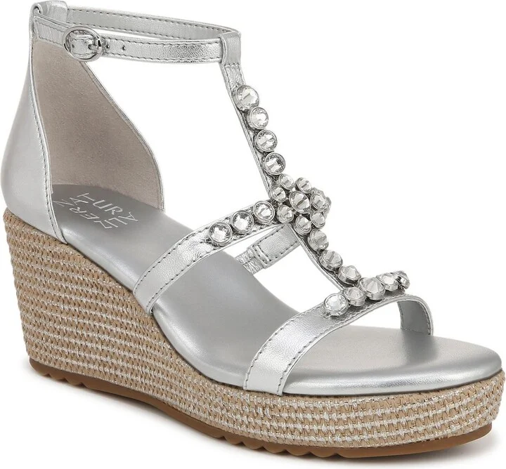 Serena Womens E Faux Leather Wedge Sandals