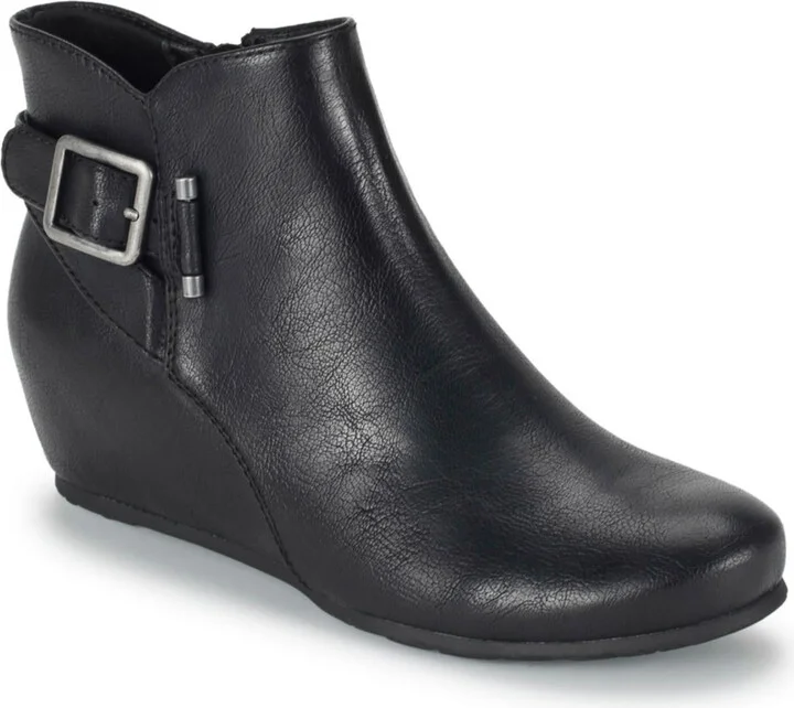 Serena Womens Faux Leather Ankle Wedge Boots