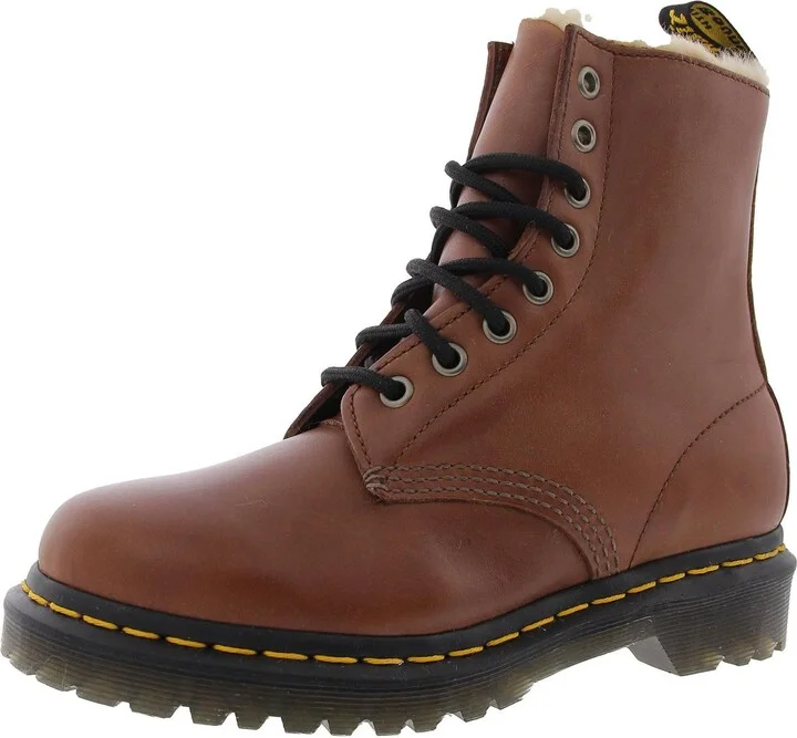 Serena Womens Leather Lace Up Combat Boots