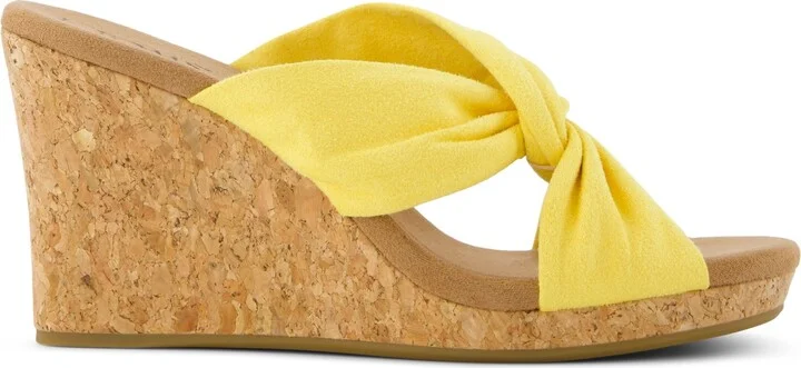 Serena Yellow Cork Wedge Sandal