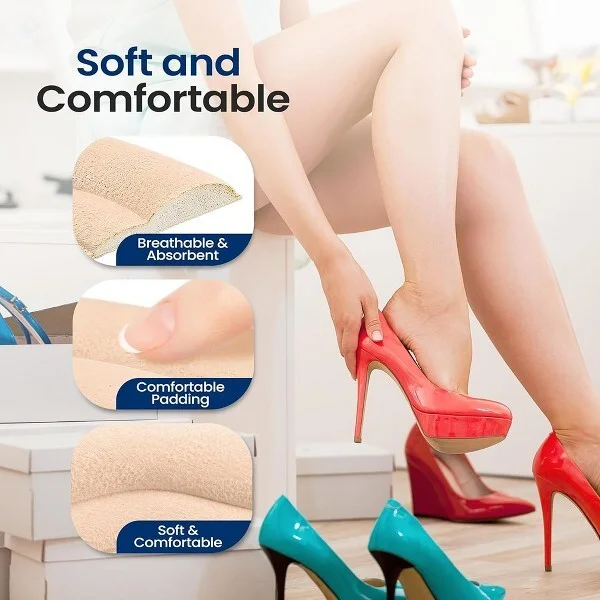SereneLife Soft Cushion Heel Pads - SLVARBLAP6, Black & Apricot, 6 Pairs - Image 2