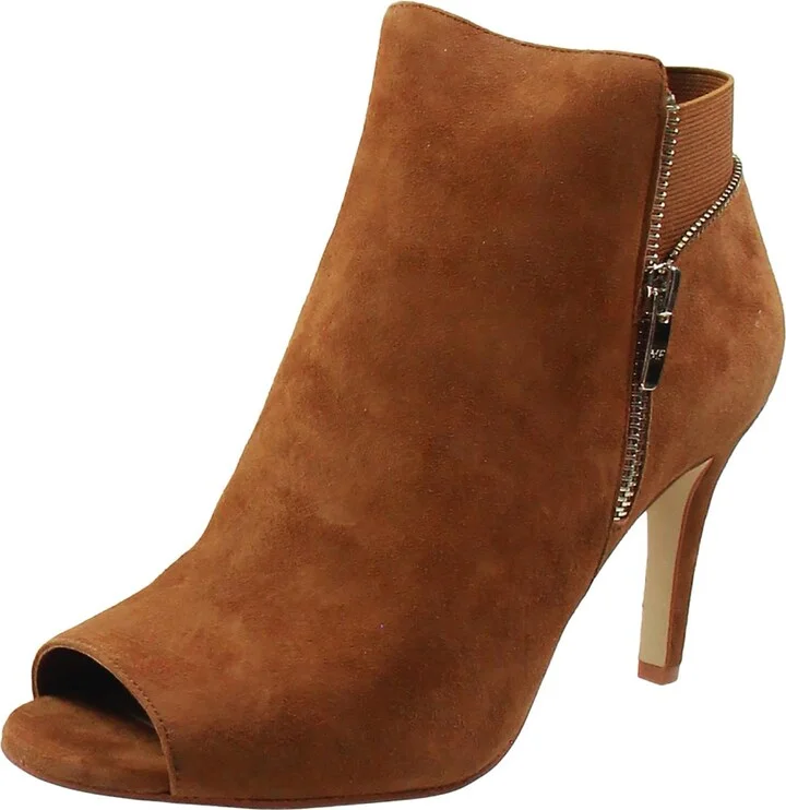 Serenity Womens Double Zipper Open Toe Ankle Boots