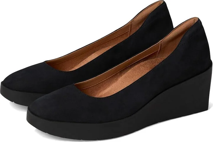 Sereno I8693L1001 Pump Women 8.5 Black Leather Slip On Wedge Heel ZPO3651