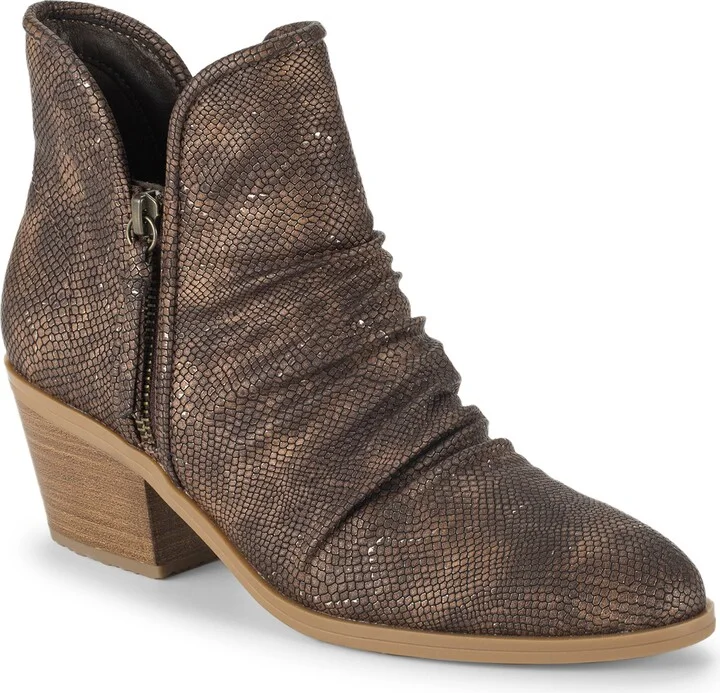 Serentiy Snakeskin Scrunch Block Heel Bootie