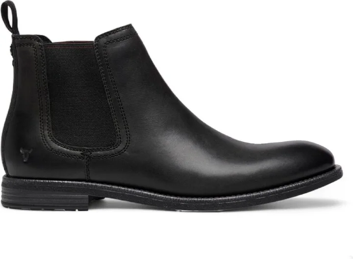 Sergio - Men's Black Slip On Leather Chelsea Boots