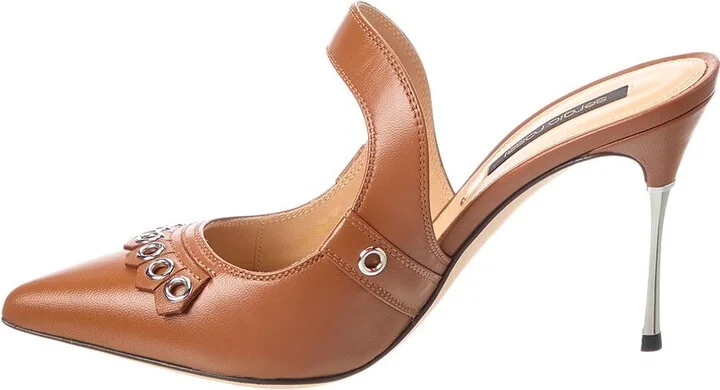 Sergio Rossi Ankle Strap Leather Mule - Image 2